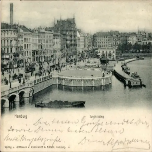 Ak Hamburg Mitte Neustadt,  Jungfernstieg, Stadtszene, Alster,  