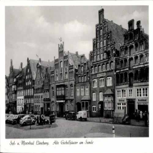 Ak Lüneburg in Niedersachsen, Alte Giebelhäuser, Moorbad  Sande,  Architektur