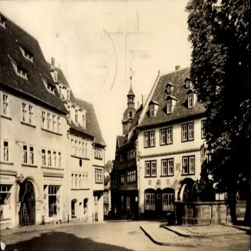 Ak Gotha in Thüringen, Stadtansicht mit n Gebäuden, brunnen, schmalen Gassen