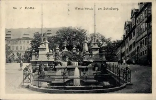 Ak Gotha in Thüringen, Brunnen am Schloßberg,  Architektur, schöne Natur, nmotiv