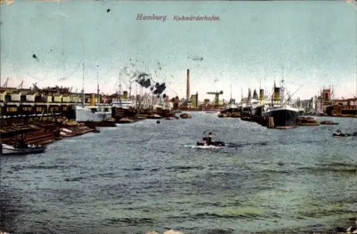 Ak Hamburg Mitte Steinwerder Kuhwerder, Kuhwärderhafen, Hafenansicht, Schiffe, Industrie, Hafenkr