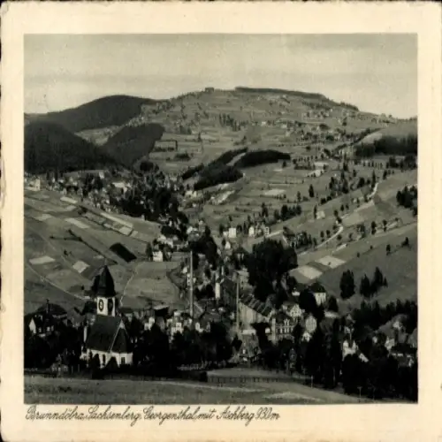 Ak Brunndöbra Klingenthal im Vogtland Sachsen, Panorama mit Aschberg