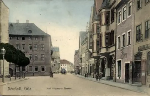 Ak Neustadt an der Orla, Karl Alexander Straße, Geschäfte