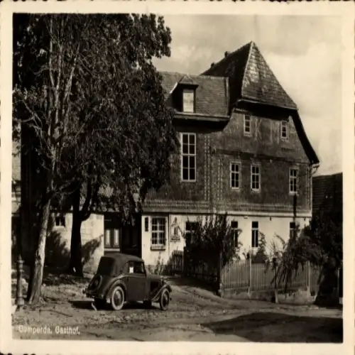 Ak Gumperda in Thüringen, Gasthof,  Architektur, schwarz-weiß