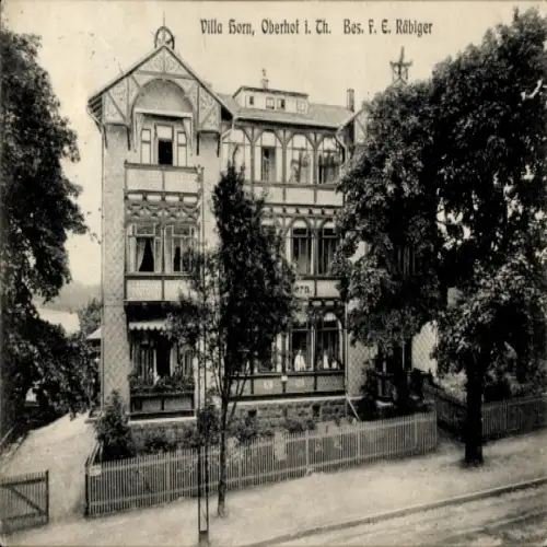 Ak Oberhof im Thüringer Wald, Villa Born, s Gebäude, Umzäunung, Baumallee