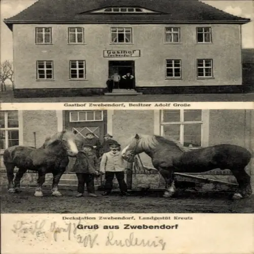 Ak Zwebendorf Hohenthurm Landsberg im Saalekreis, Gasthof, Deckstation, Landgetüt Kreutz