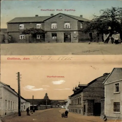 Ak Gollma Landsberg Saalekreis Sachsen Anhalt, Kaufhaus Rud. Egeling, Dorfstraße, Jahreszahl, sti