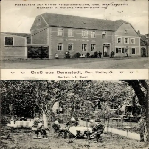 Ak Bennstedt Halle an der Saale, Restaurant zur Kaiser Friedrichs Eiche, Garten