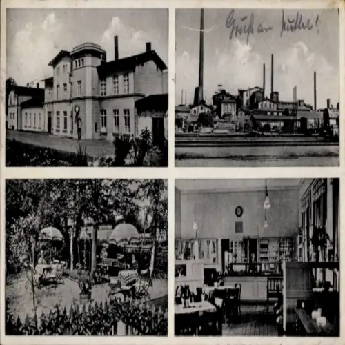 Ak Teutschenthal im Saalekreis, Bahnhof, Fabrik