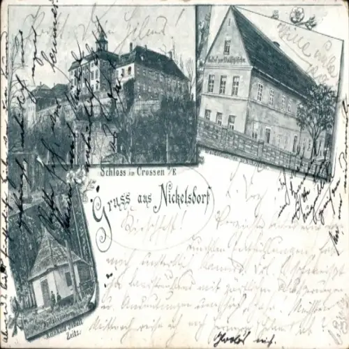 Ak Nickelsdorf Crossen an der Elster Thüringen, Schloss Crossen, Gasthof