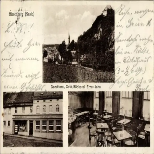 Ak Hirschberg an der Saale, Café Ernst Jahn, Gastraum