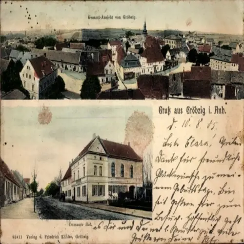 Ak Gröbzig in Anhalt, Gesamtansicht, Dessauer Hof
