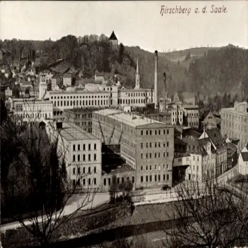Ak Hirschberg an der Saale, Blick auf Fabriken, Gebäude, Berge, alte Architektur