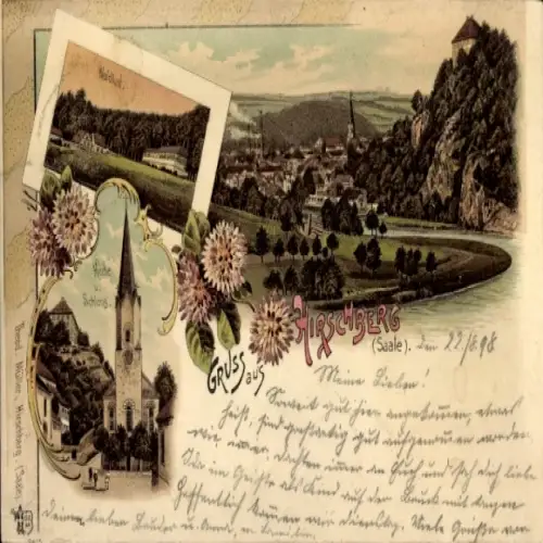 Ak Hirschberg an der Saale,  mit Landschaft, Kirche, Schloss, Gruss aus Hirschberg
