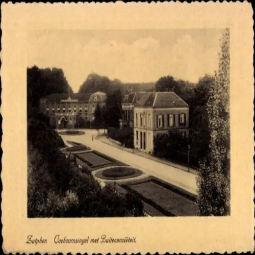 Ak Zutphen Gelderland, Coehoornsingel met Buitensociëteit