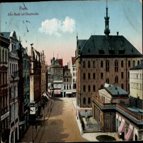 Ak Poznań Posen, Alter Markt, Hauptwache,  Architektur, Himmel mit Wolken