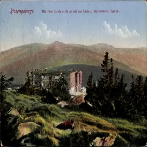 Ak Spindleruv Mlýn Spindlermühle Riesengebirge Region Königgrätz, Peterbaude, kleine Sturmhaube