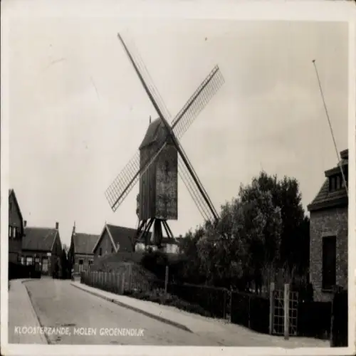 Ak Kloosterzande Zeeland Nederland, Molen Groenendijk