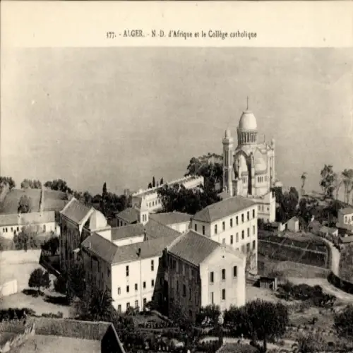Ak Algier Alger Algerien, Kathedrale N. D. d'Afrique, katholisches Kolleg, Stadtansicht