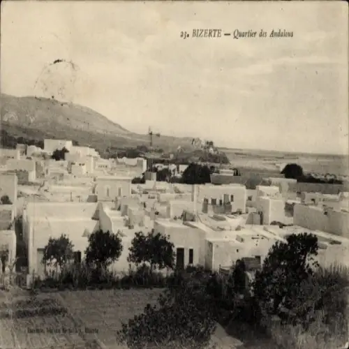 Ak Bizerte Tunesien, 22.  Häuser im andalusischen Viertel, Landschaft