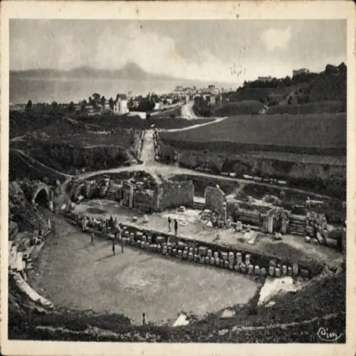 Ak Karthago Tunis Tunesien, Ruin von Karthago, Landschaft, Menschen