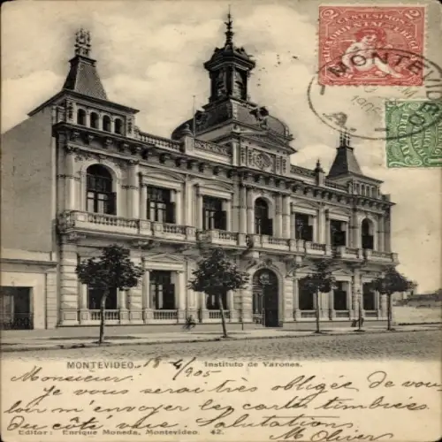 Ak Montevideo Uruguay, Instituto de Varones,  1905, 