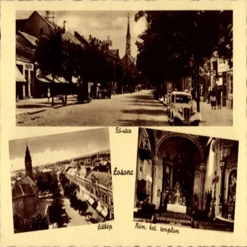 Ak Losoncz Lučenec Lizenz Slowakei, Straßenansicht, Kircheninneres