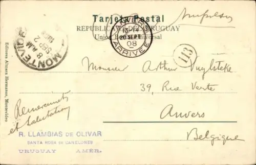 Ak Montevideo Uruguay, Stadtansicht