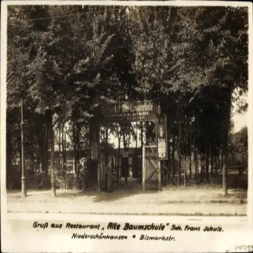 Foto Ak Berlin Pankow Niederschönhausen, Restaurant Alte Baumschule, Bismarckstr., Inh. Franz Schulz