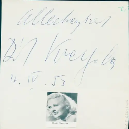Ak Schauspielerin und Sängerin Dorit Kreysler, Tänzerin Josephine Baker, Portrait, Autogramm
