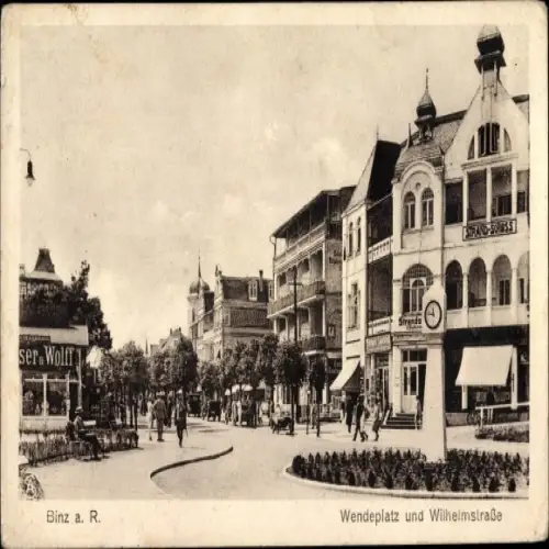 Ak Seebad Binz auf Rügen, Wendeplatz und Wilhelmstraße