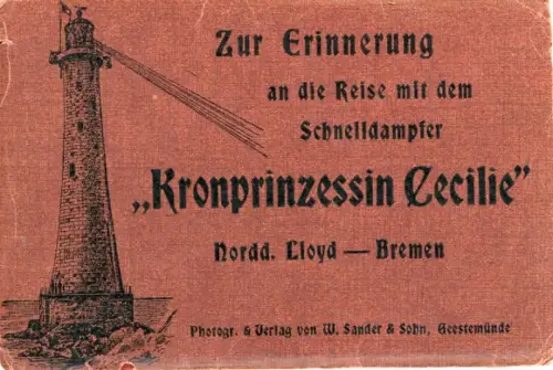 8 Ak im Umschlag, Dampfer Kronprinzessin Cecilie, Nordd. Iloyd