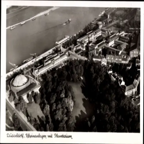 Ak Düsseldorf am Rhein, Fliegeraufnahme, Rheinanlagen, Planetarium