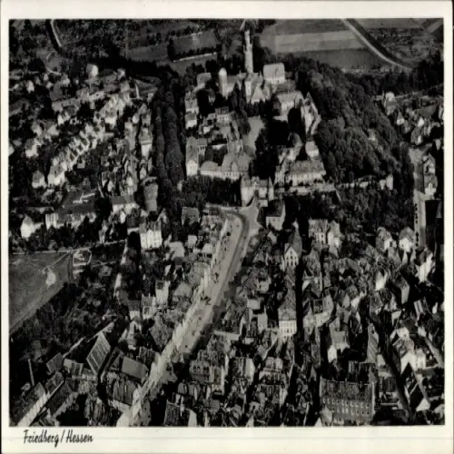 Ak Friedberg in Hessen, Luftaufnahme von  Hessen, Häuser und Landschaft
