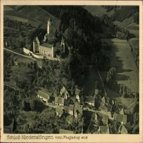 Ak Niederalfingen Hüttlingen in Württemberg, Schloss, Luftaufnahme