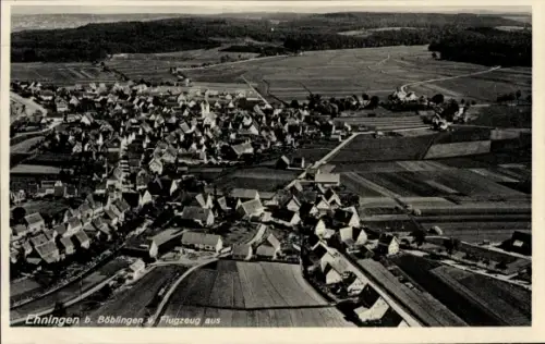 Ak Böblingen in Württemberg, Luftaufnahme von Enningen, dorfartige Struktur, Felder und Wälder