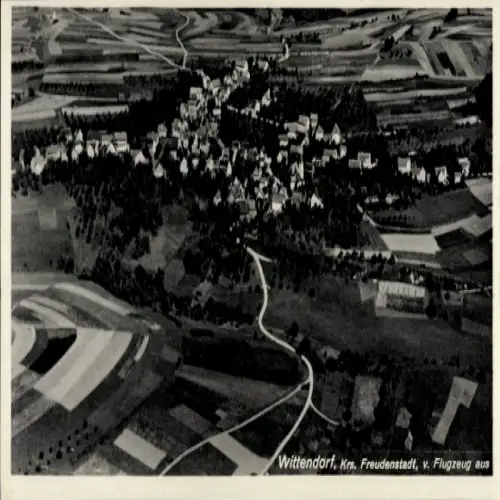 Ak Freudenstadt im Schwarzwald, Luftaufnahme von Wittendorf, Christoph, Felderfelder, ländliche G