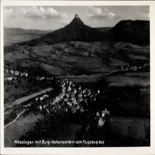 Ak Wessingen Bisingen im Zollernalbkreis, Burg Hohenzollern, Fliegeraufnahme
