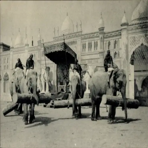 Ak Gustav Hagenbeck's größte indische Völkerschau der Welt, Elefanten