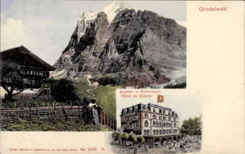 Ak Grindelwald Kanton Bern, Gesamtansicht, Hotel du Glacier
