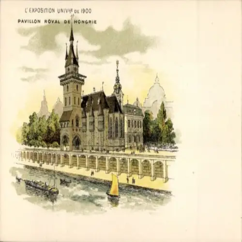 Litho Exposition Universelle de 1900, Pavillon Royal de Hongrie
