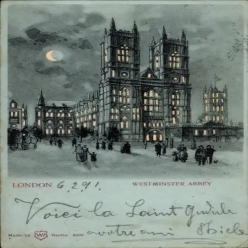 Halt gegen das Licht Mondschein Ak London City England, Westminster Abbey