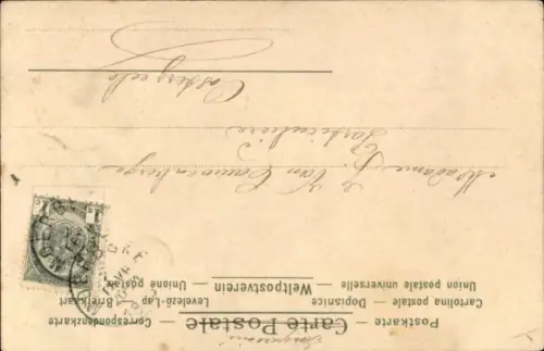 Glitzer Litho Blondes Kind mit Admiralshut in einem Blatt, Feder