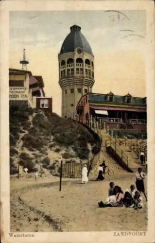 Ak Zandvoort Noord-Holland Nederland, Watertoren, Plage