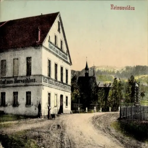 Ak Rybnica Leśna Reimswaldau Schlesien, Gasthof zum Hornschloss, Inh. Karl Kunze