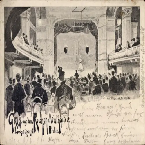 Künstler Ak Berlin Mitte, Reichshallentheater, Leipziger Straße, Saal, Zuschauer