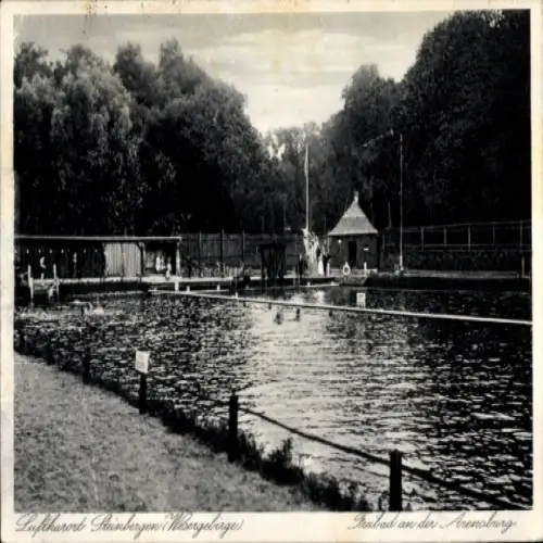 Ak Steinbergen Rinteln in Niedersachsen, Freibad an der Ahrensburg, Schwimmbecken