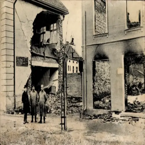 Ak Dobrowolsk Pillkallen Ostpreußen, Gebäude des Vorschulvereins, Kriegszerstörung I. WK