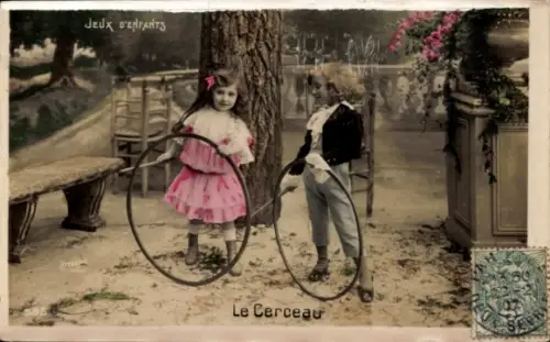 Ak Kinder beim Spielen, Reifen