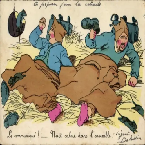 Künstler Ak Le communiqué, Nuit calme dans l'ensemble, Humor